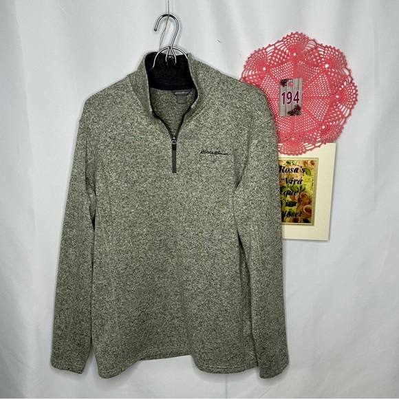 Eddie Bauer 1/4 Zip Fleece Pullover Sweater Heather Grey Size Large - Picture 2 of 13